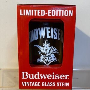 Budweiser Clear and White Mug Glass Stein